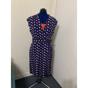 Kate Spade Villa Red White & Blue Polka Dot Dress Silk Size 12 Retro Career Work